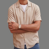 Oversized Striped Short Sleeve Resort Button Shirt