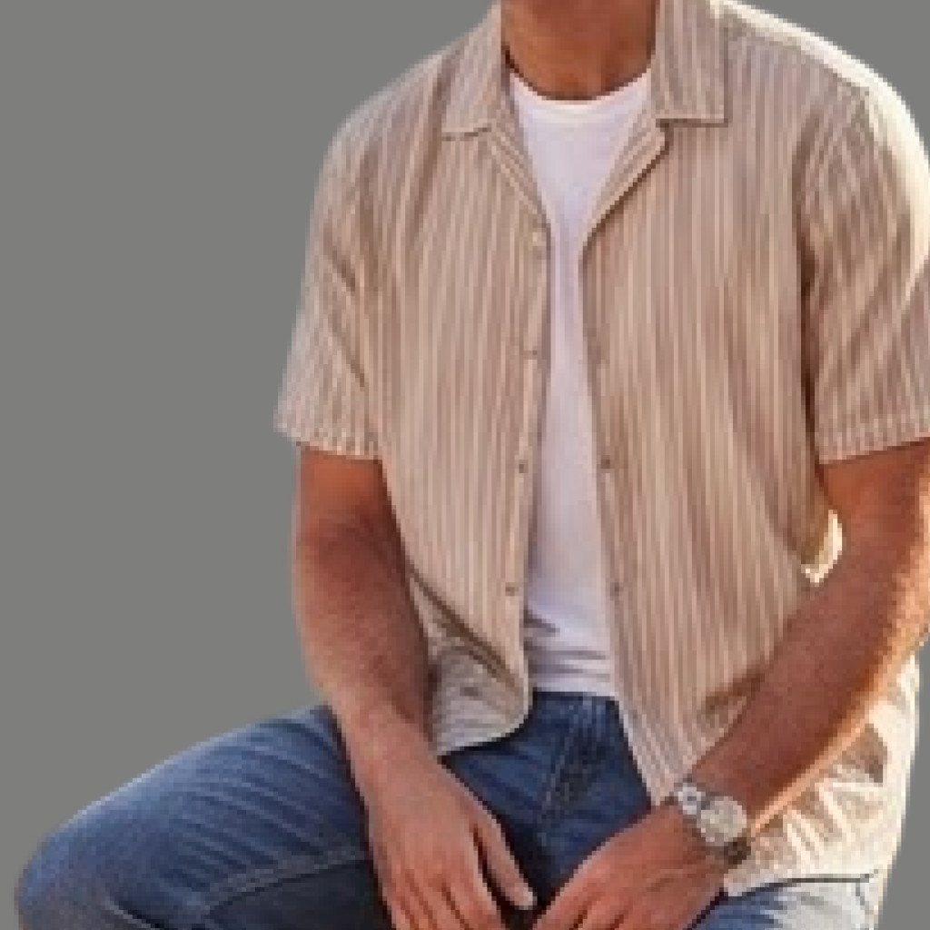 Oversized Striped Short Sleeve Resort Button Shirt