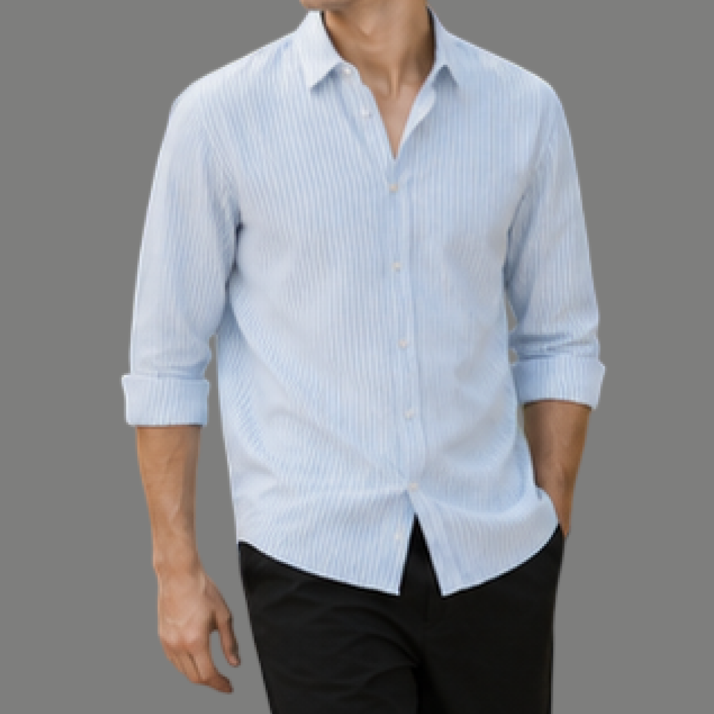 Relaxed Fit Vertical Striped Linen Shirt.