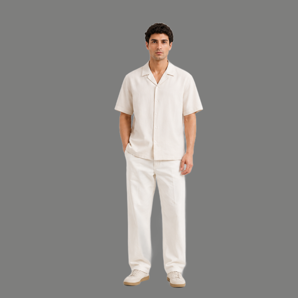 Modern Minimalist Camp Collar Drop Shoulder Top
