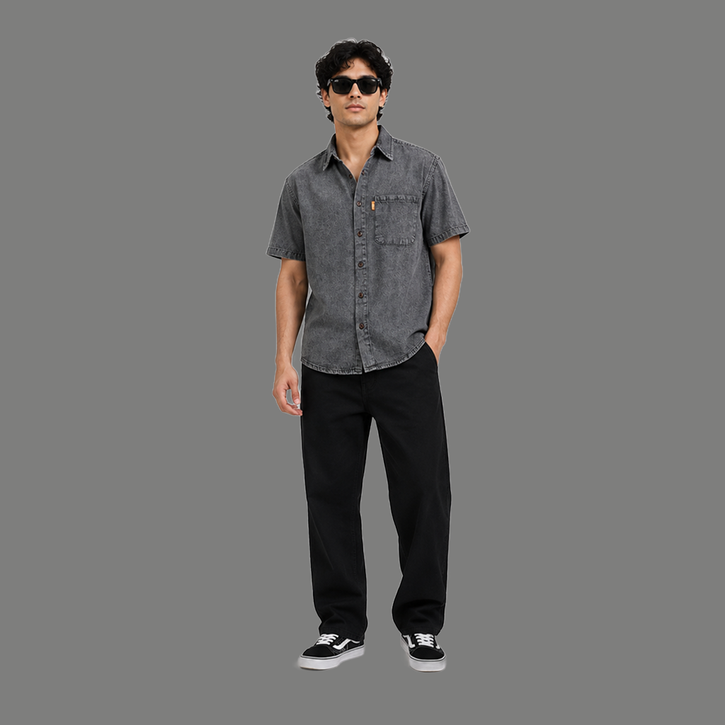 Relaxed Fit Vintage Wash Denim Shirt