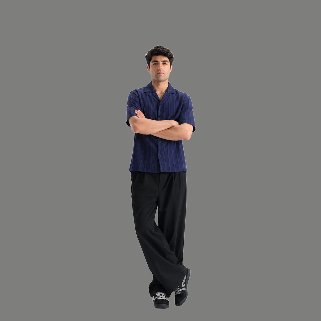 Cuban Collar Button down Boxy Shirt