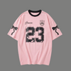 Distressed Graphic Sleeve Ribbon Oversized Tee