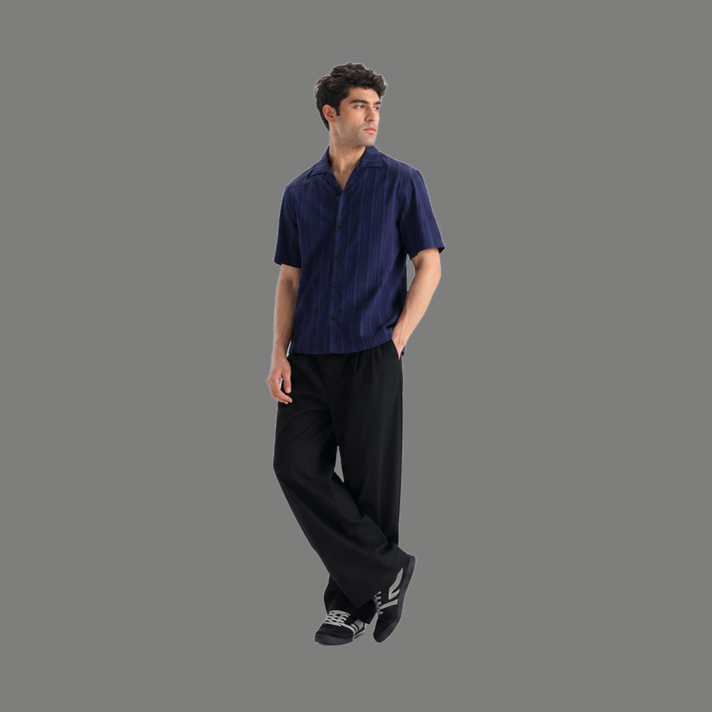 Cuban Collar Button down Boxy Shirt