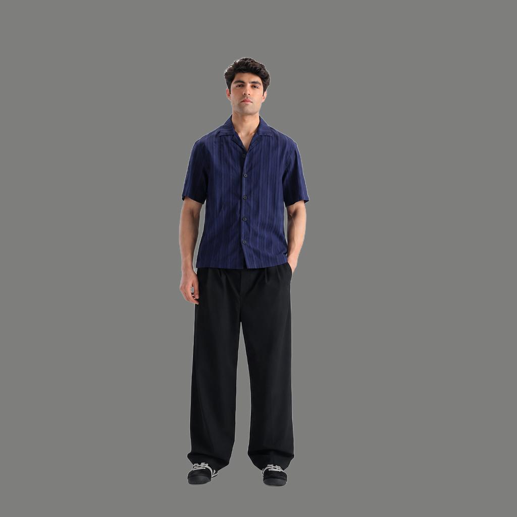 Cuban Collar Button down Boxy Shirt