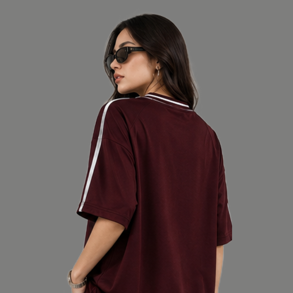 Retro Athletic Graphic V Neck Jersey Top