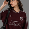Retro Athletic Graphic V Neck Jersey Top
