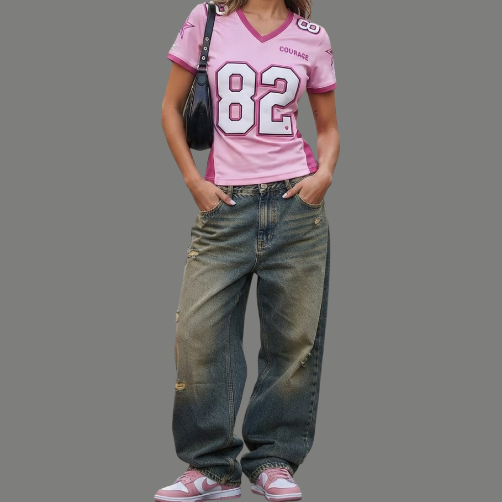 Modern Fitted Athletic Number Print Top