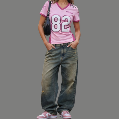 Modern Fitted Athletic Number Print Top