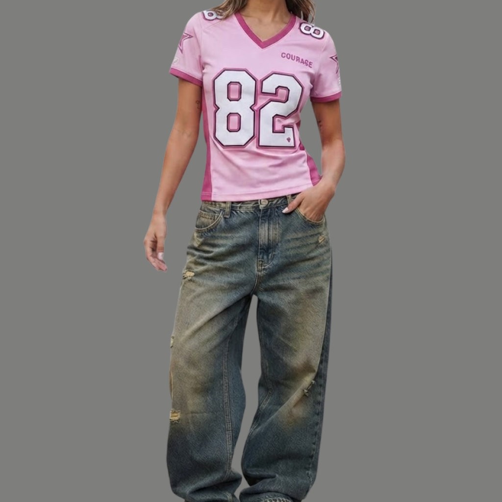 Modern Fitted Athletic Number Print Top