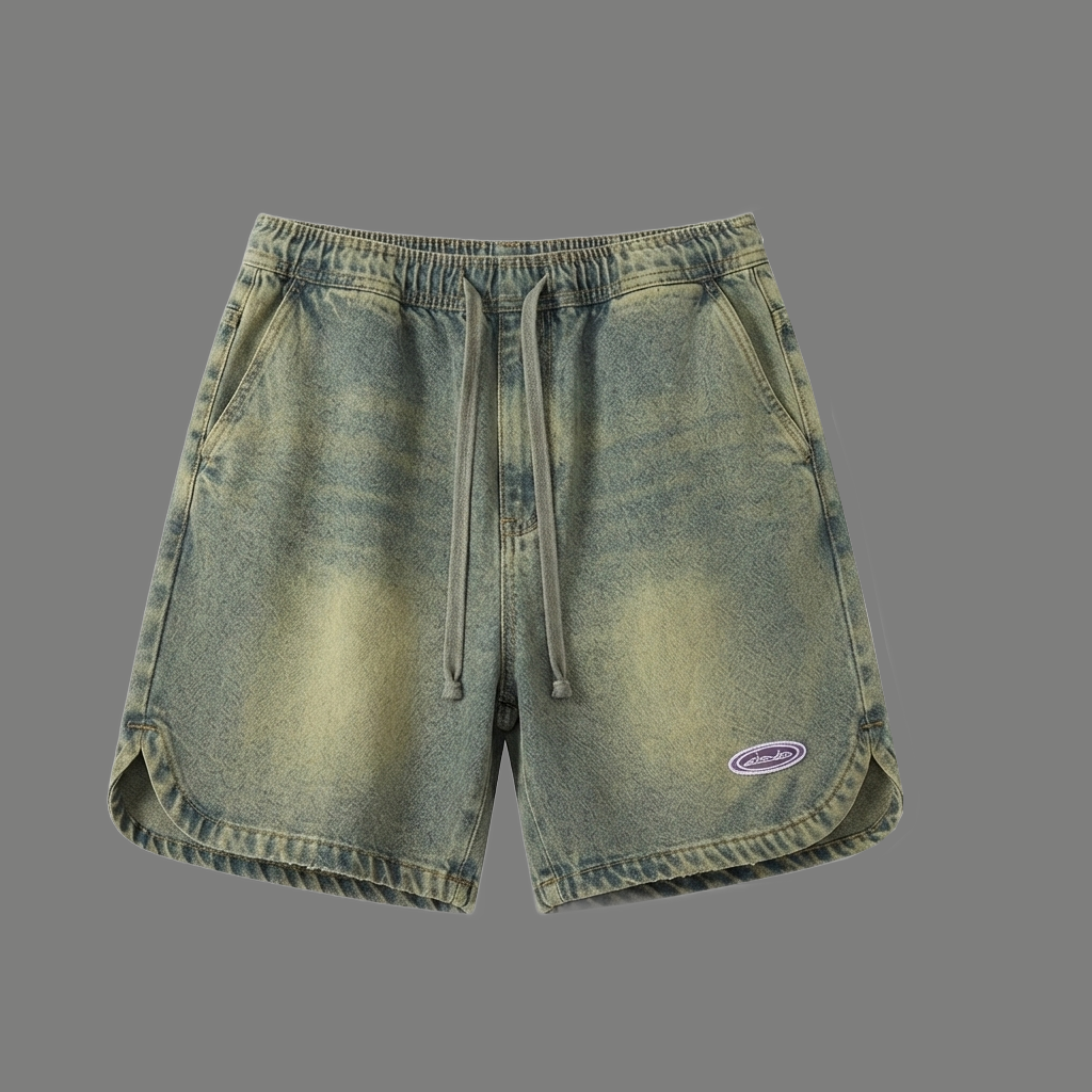 Casual Loose Fit Drawstring Denim Shorts