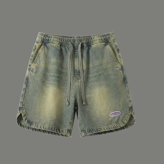 Casual Loose Fit Drawstring Denim Shorts