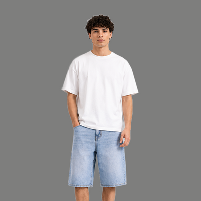Oversized Wide Leg Light Wash Denim Jorts