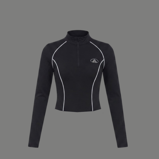 Streetwear Contrast Piping Quarter Zip Top