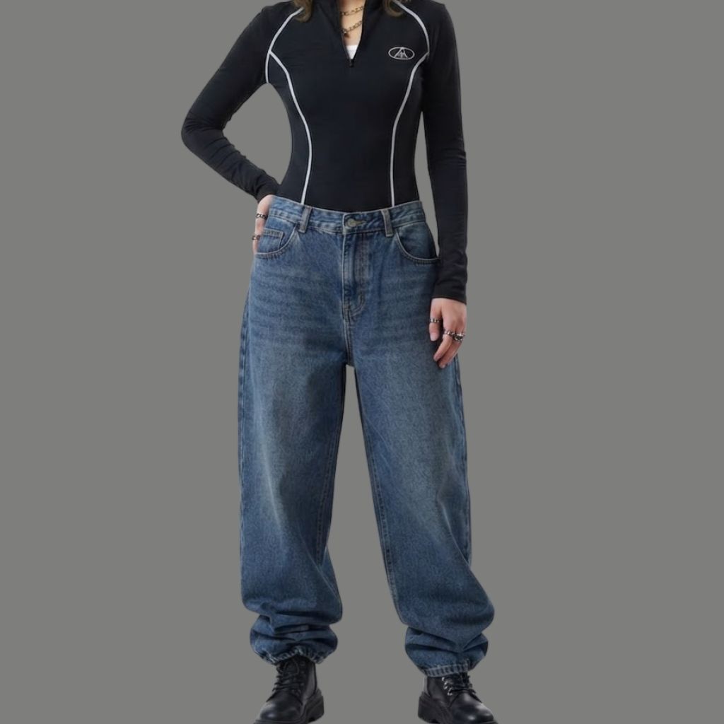 Streetwear Contrast Piping Quarter Zip Top