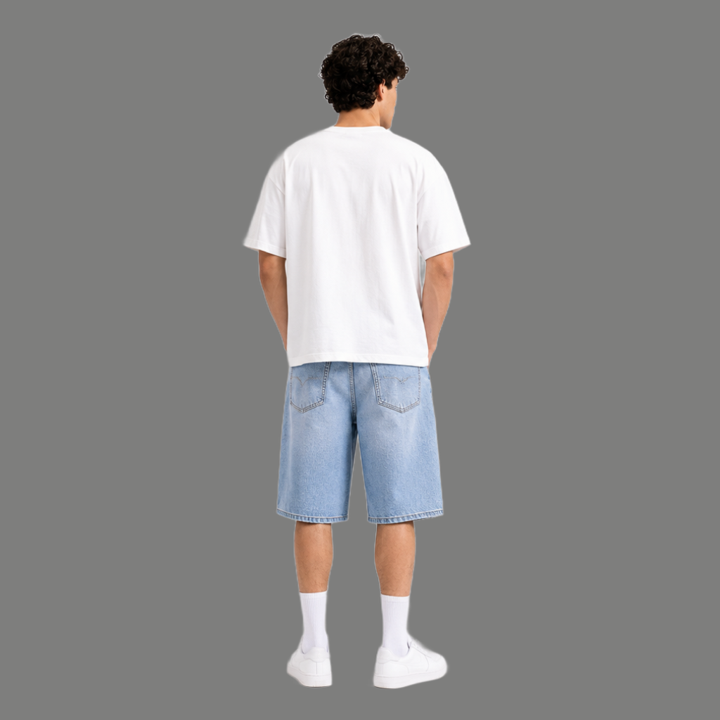 Oversized Wide Leg Light Wash Denim Jorts
