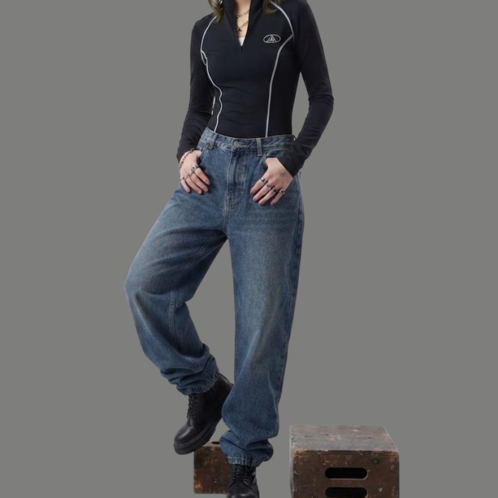 Streetwear Contrast Piping Quarter Zip Top