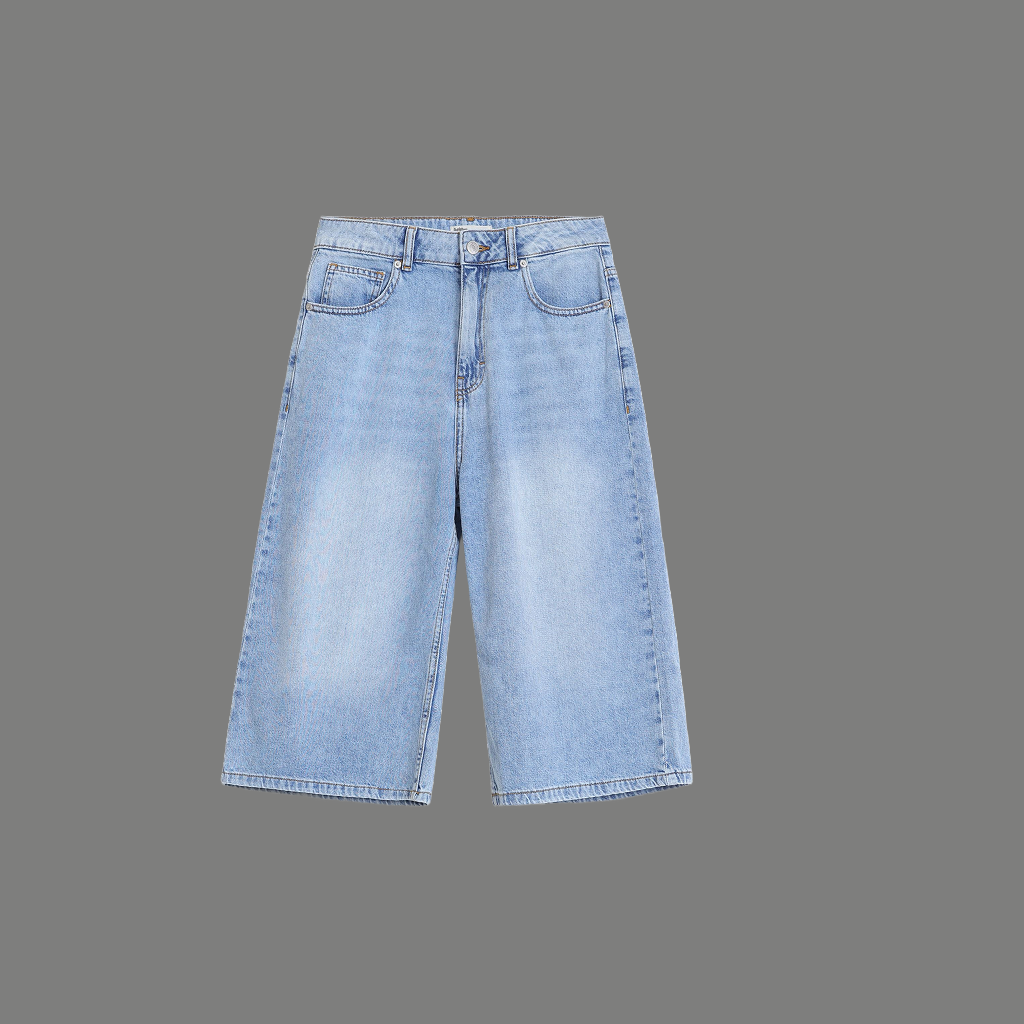 Oversized Wide Leg Light Wash Denim Jorts
