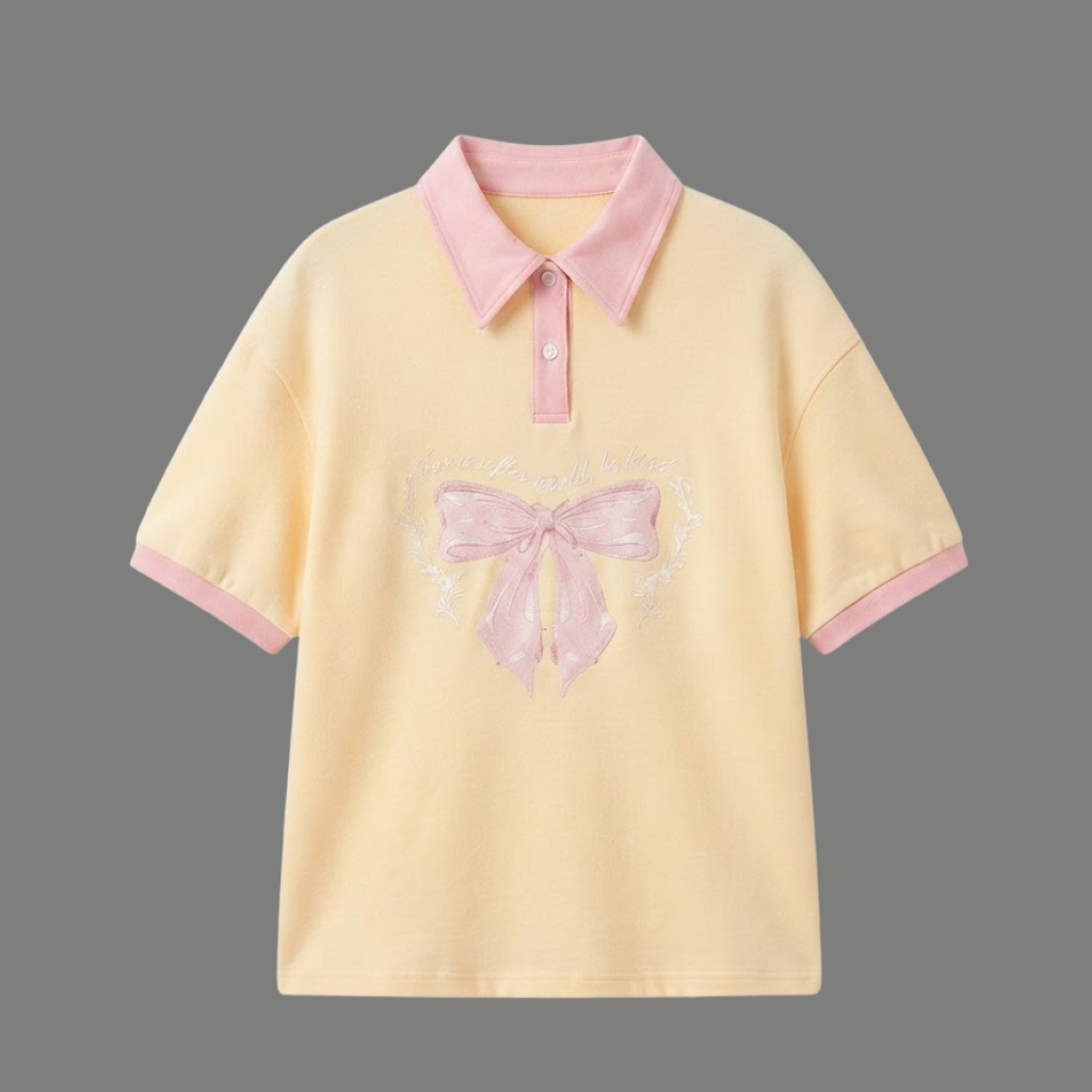 Relaxed Fit Graphic Ribbon Polo Shirt