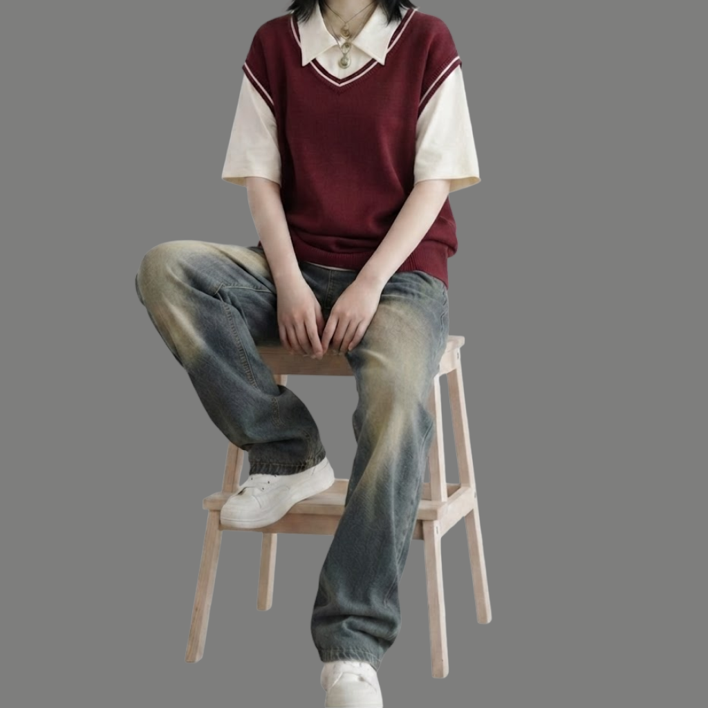 Casual Loose Fit Layered Sweater Vest