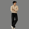 Classic Cable Knit Long Sleeve Polo Sweater