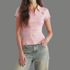 Modern Fitted Striped Heart Graphic Polo