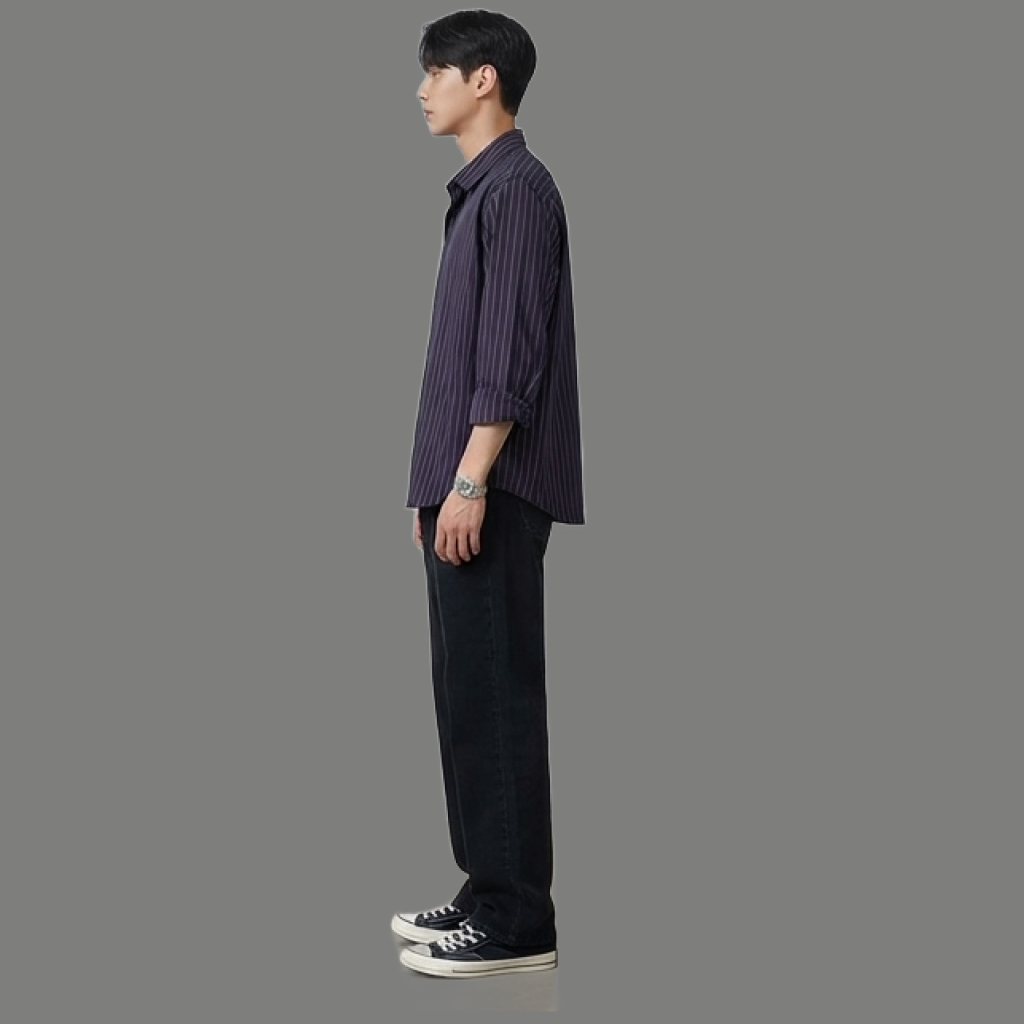 Classic Long Sleeve Vertical Pinstripe Button Shirt