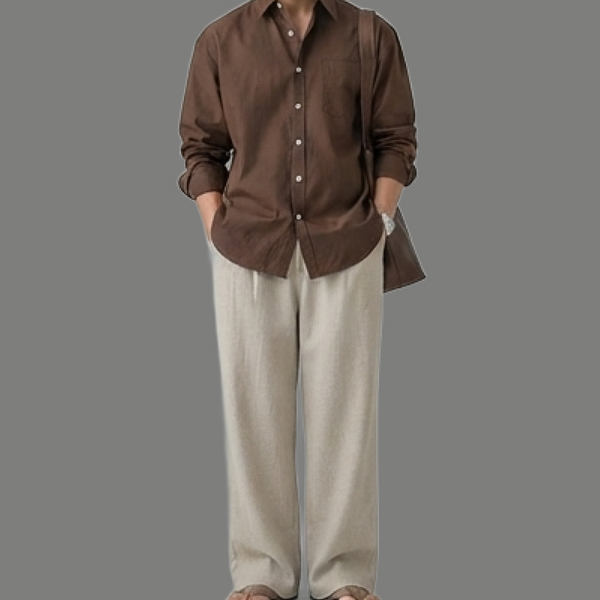 Classic Long Sleeve Linen Pocket Button Down