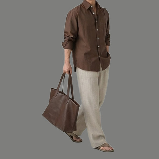 Classic Long Sleeve Linen Pocket Button Down