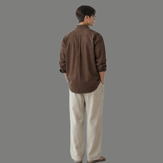 Classic Long Sleeve Linen Pocket Button Down