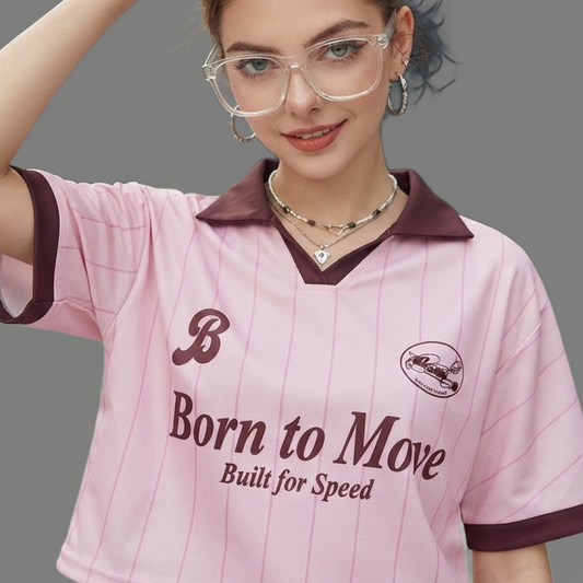 Urban Contrast Collar Graphic Crop Jersey