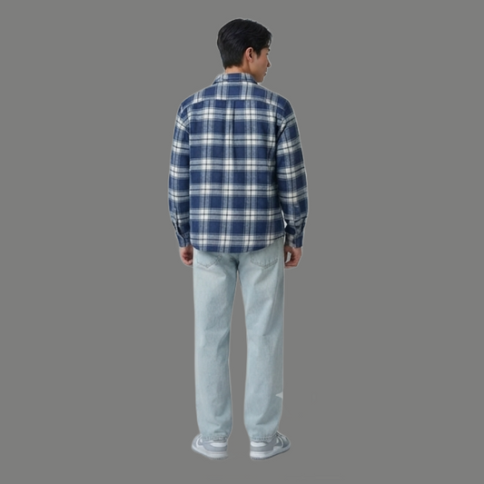 Relaxed Fit Plaid Long Sleeve Casual Shirt