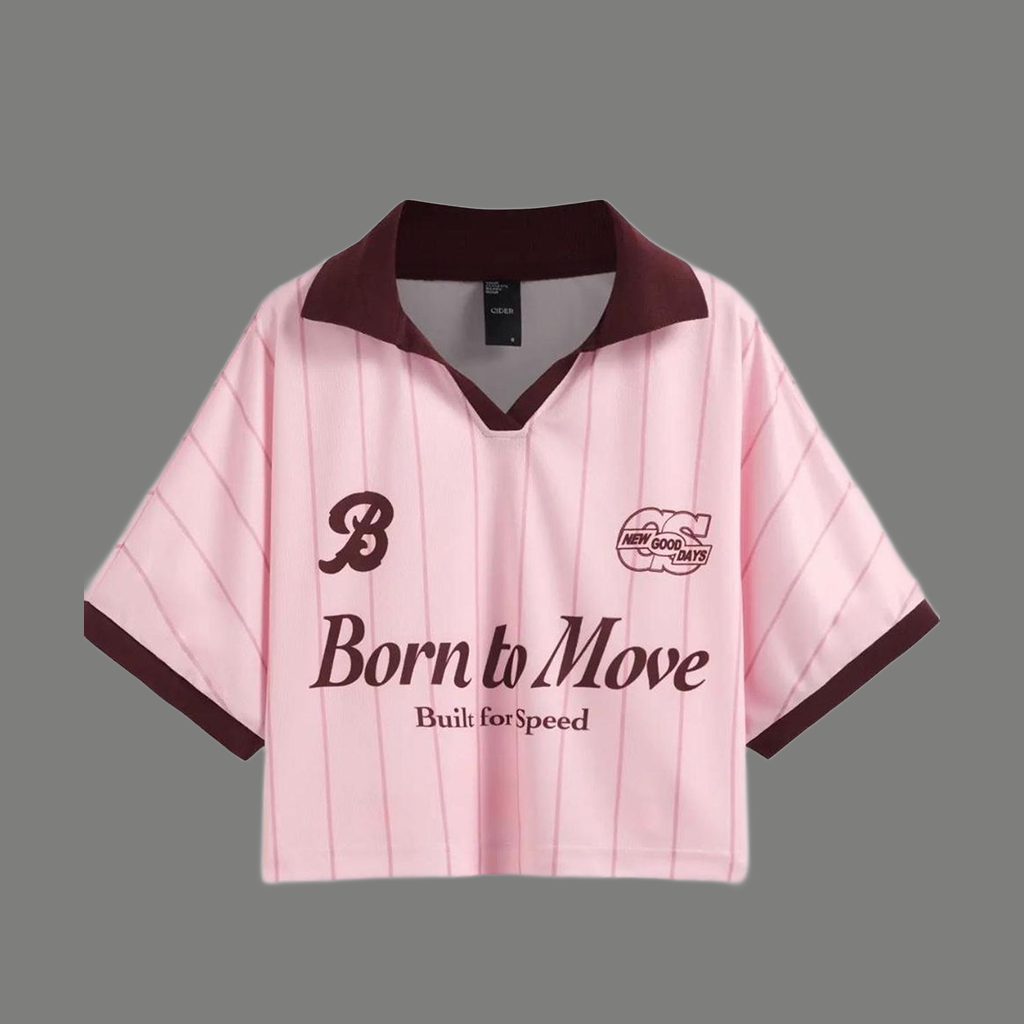 Urban Contrast Collar Graphic Crop Jersey
