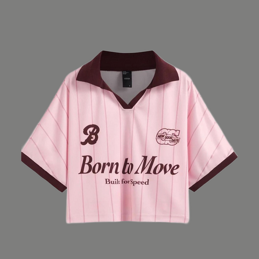 Urban Contrast Collar Graphic Crop Jersey