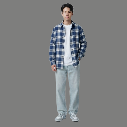 Relaxed Fit Plaid Long Sleeve Casual Shirt