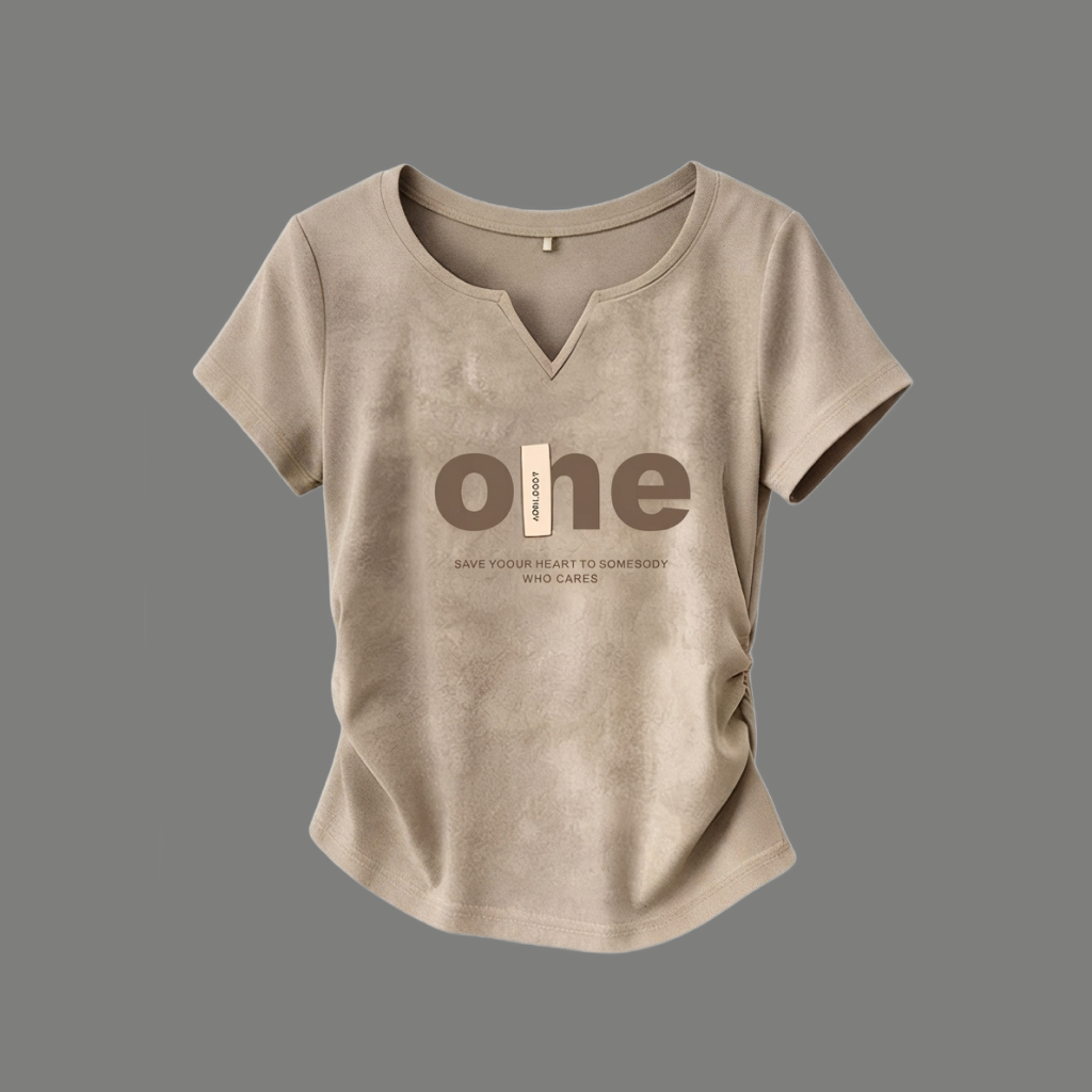 Urban Acid Wash Split Neck Graphic Top