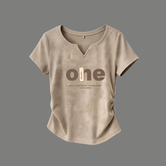 Urban Acid Wash Split Neck Graphic Top