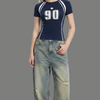 Slim Fit Number Star Graphic Crop Top