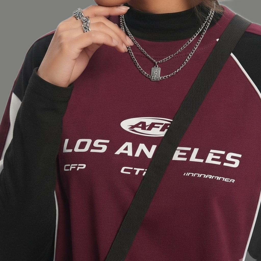 Casual Loose Fit Graphic Panel T-Shirt