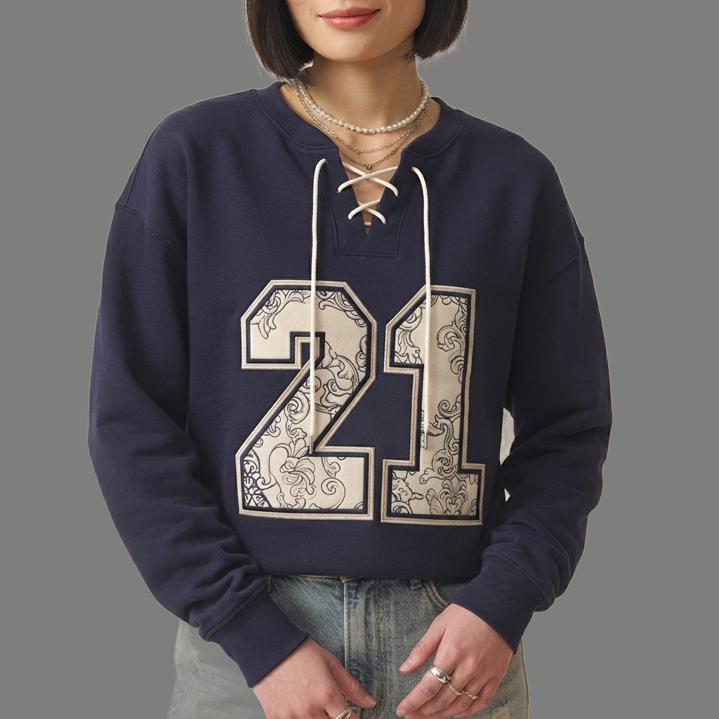Essential Long Sleeve Lace Up Graphic Sweatshirt