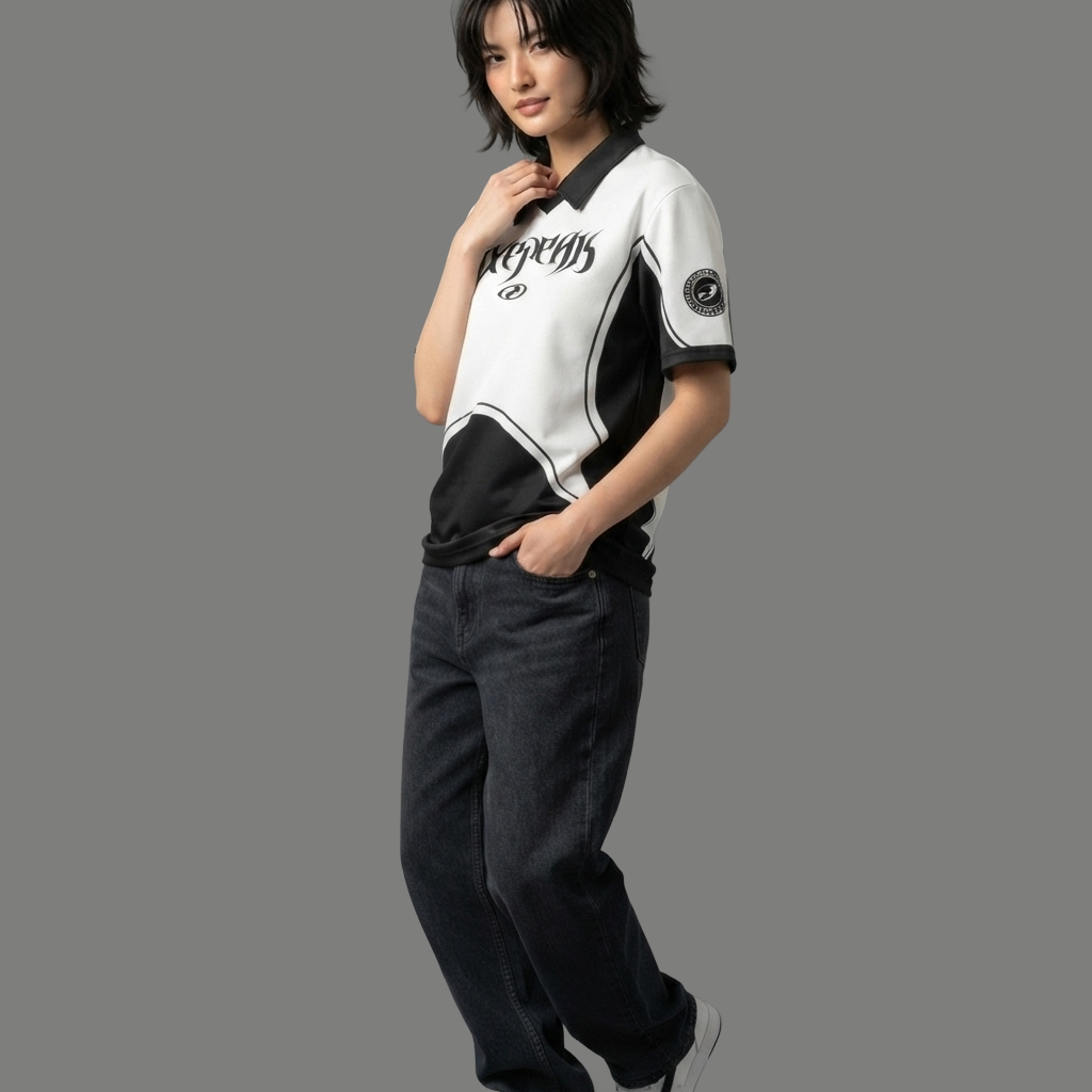 Short Sleeve Graphic Paneled Soccer Jersey Polo