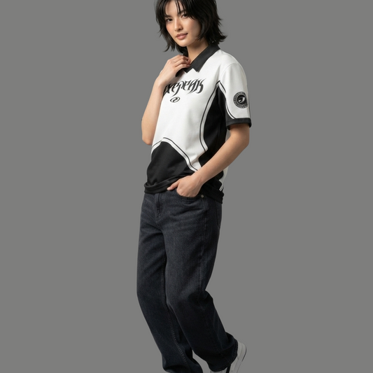 Short Sleeve Graphic Paneled Soccer Jersey Polo