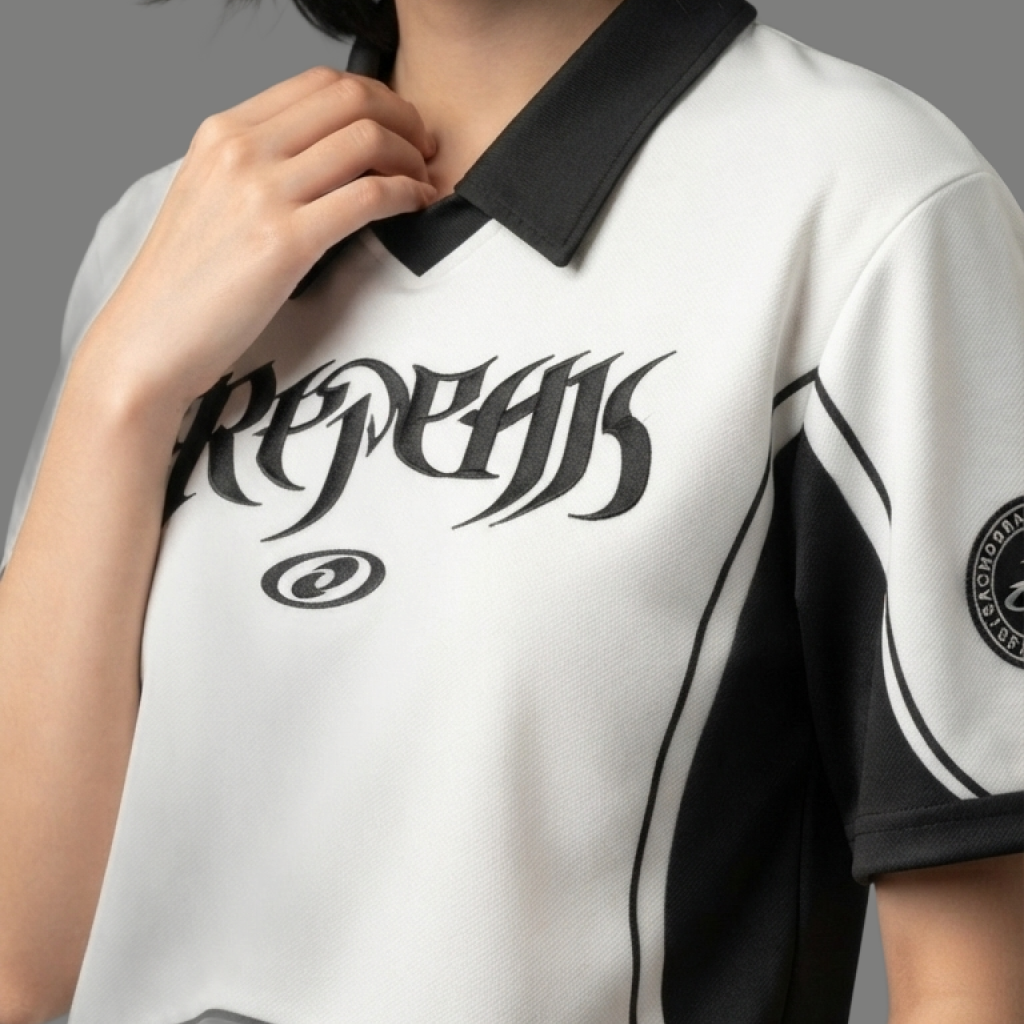 Short Sleeve Graphic Paneled Soccer Jersey Polo