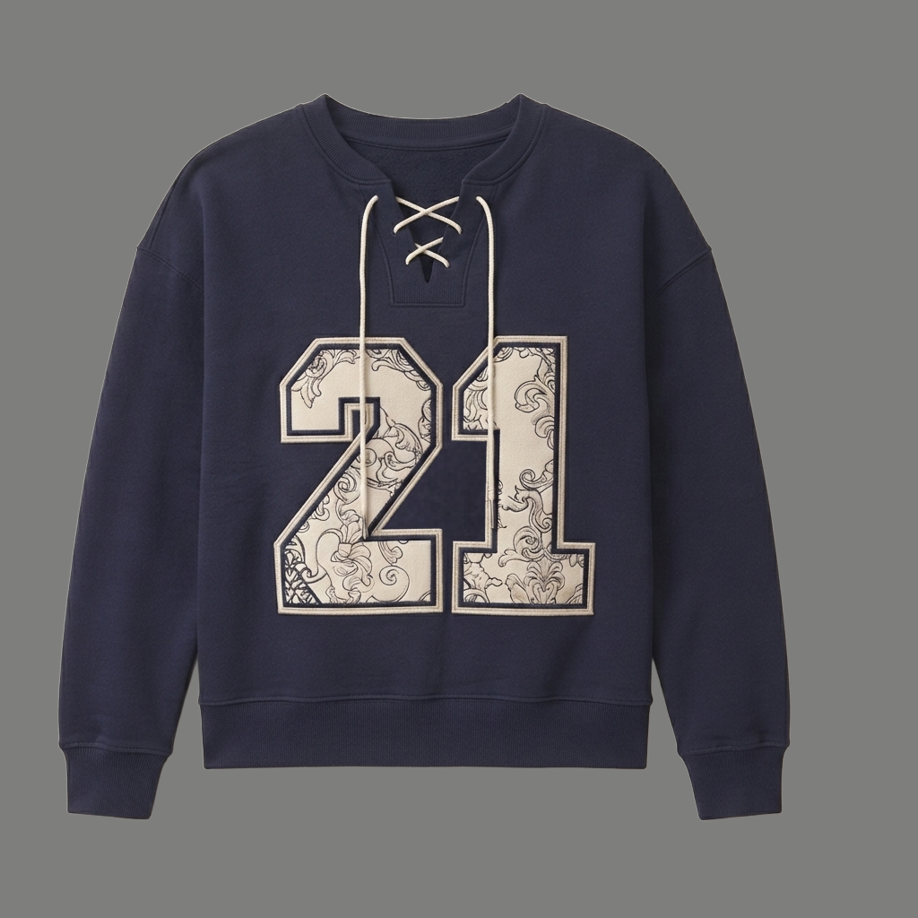 Essential Long Sleeve Lace Up Graphic Sweatshirt