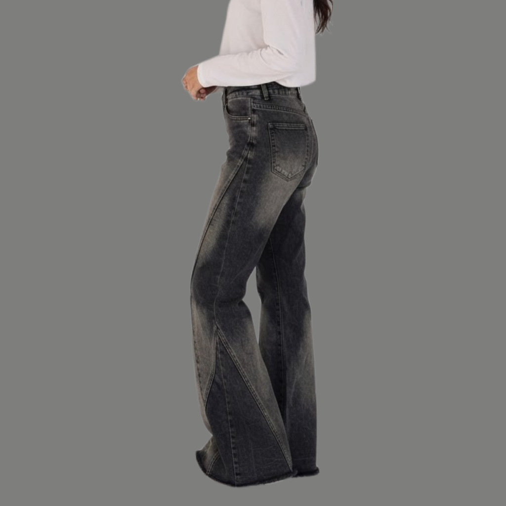 Oversized Wide Leg Paneled Flare Jeans