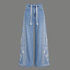Oversized Embroidered Drawstring Wide Leg Jeans