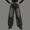 Oversized Wide Leg Flame Graphic Denim Jeans