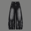 Oversized Wide Leg Flame Graphic Denim Jeans