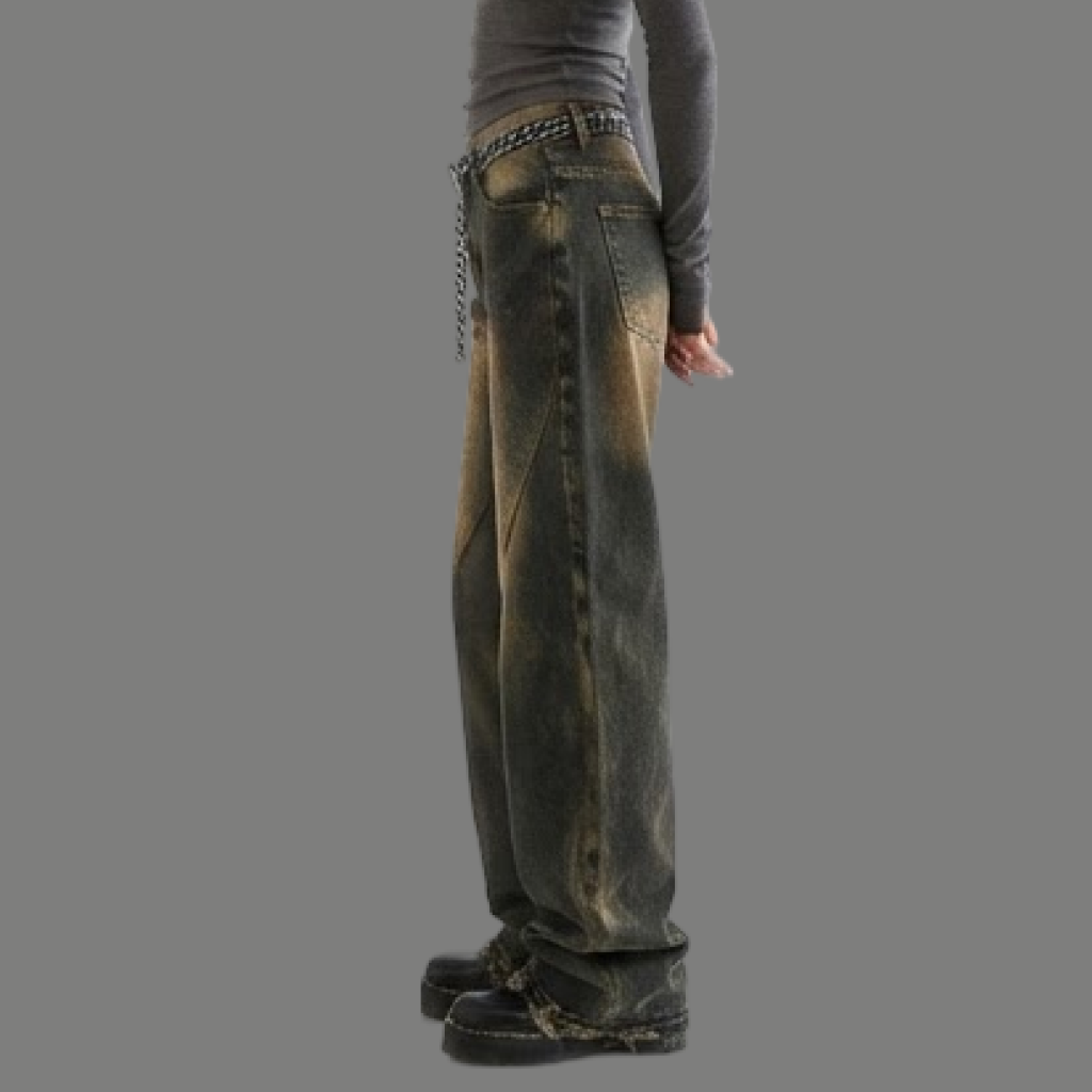 Oversized Wide Leg Paneled Denim Jeans