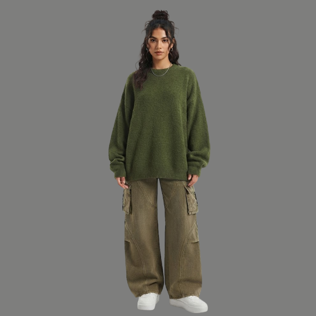 Relaxed Fit Washed Cargo Denim Pants